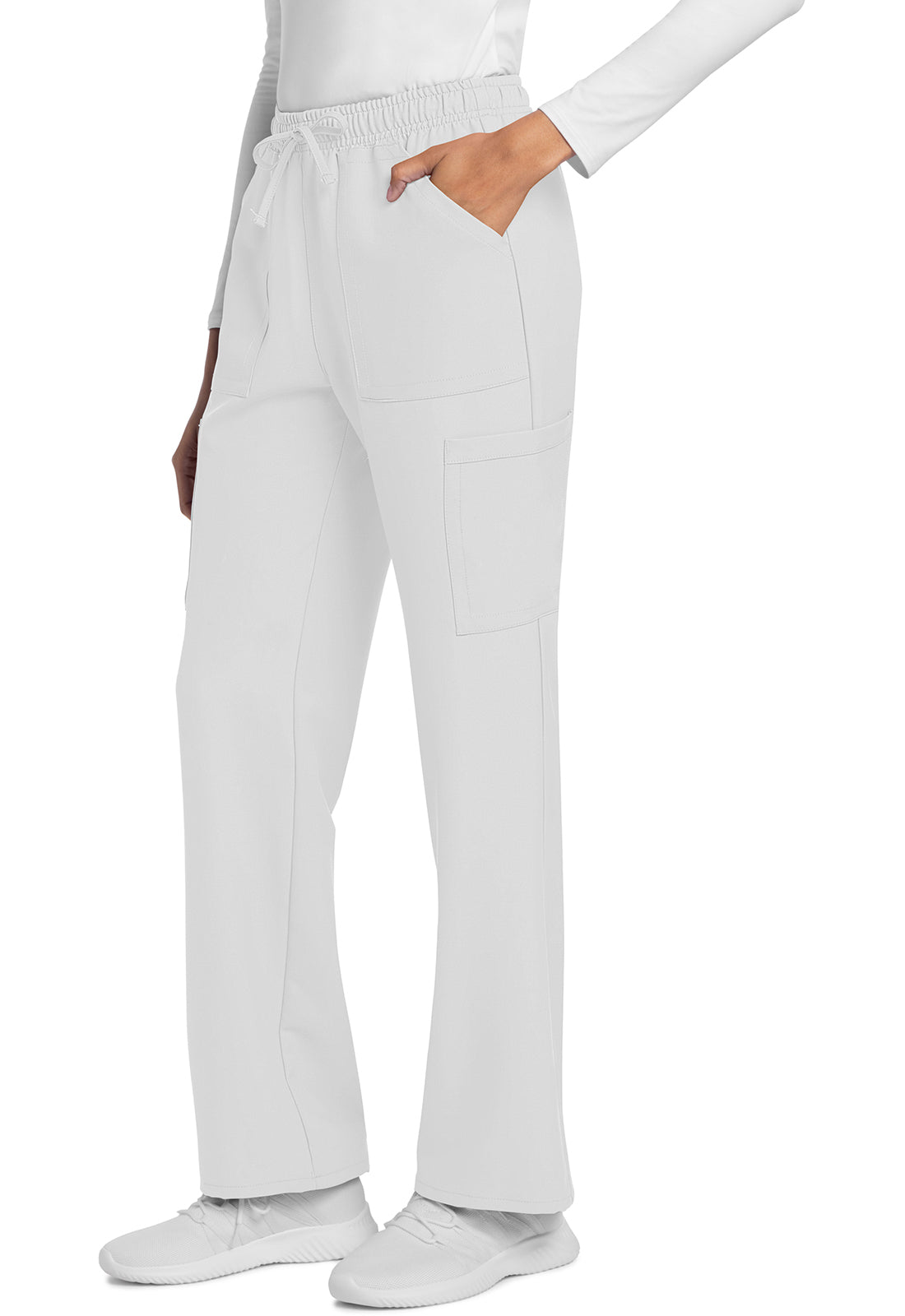 Originals Ultra CK272A Mid Rise Drawstring Trouser Cargo Pants White Model Image Right Side | Cherokee