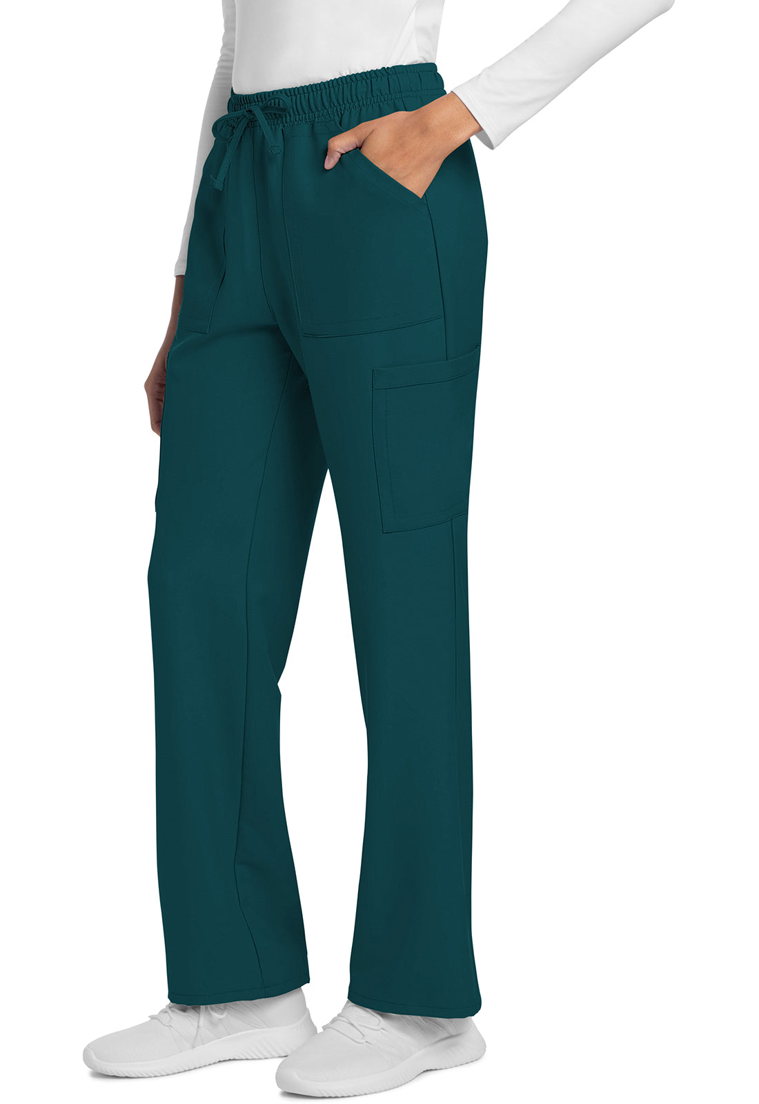 Workwear Originals Ultra CK272A Women's Mid Rise Drawstring Trouser Cargo Scrub Pants Caribbean Blue