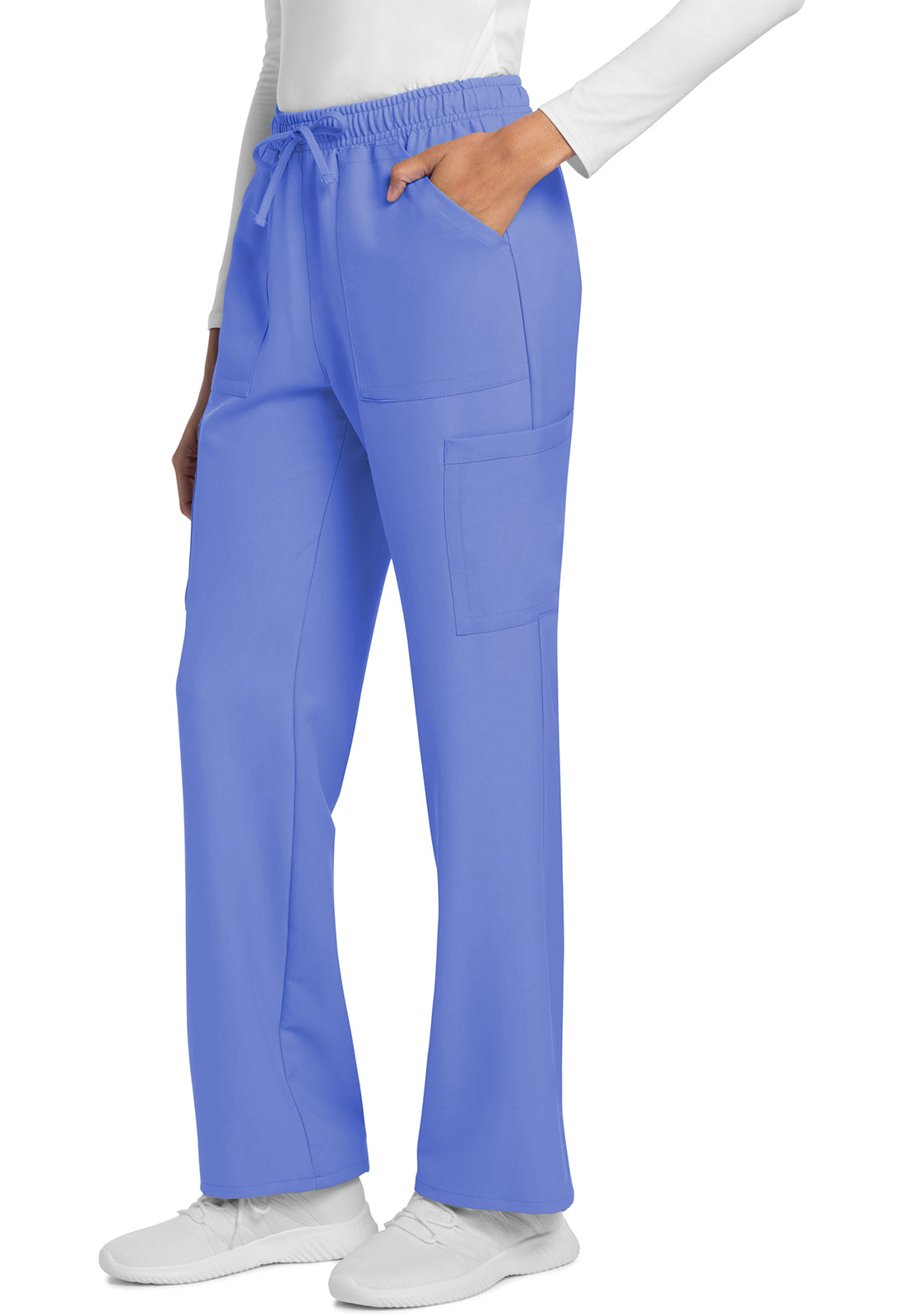 Workwear Originals Ultra CK272A Women's Mid Rise Drawstring Trouser Cargo Scrub Pants Ciel Blue