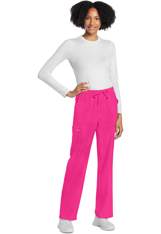 Workwear Originals Ultra CK272A Women's Mid Rise Drawstring Trouser Cargo Scrub Pants Electric Pink