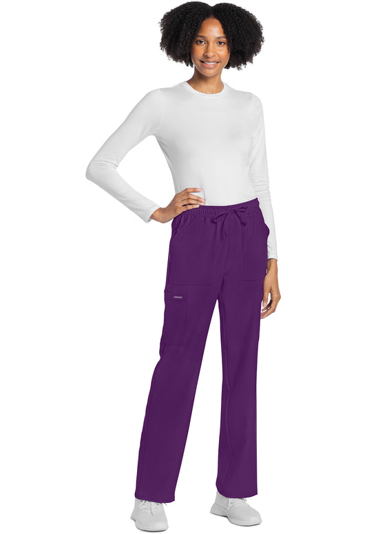 Workwear Originals Ultra CK272A Women's Mid Rise Drawstring Trouser Cargo Scrub Pants Eggplant