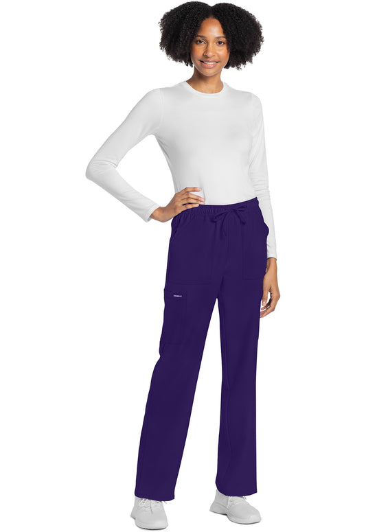 Workwear Originals Ultra CK272A Women's Mid Rise Drawstring Trouser Cargo Scrub Pants Grape