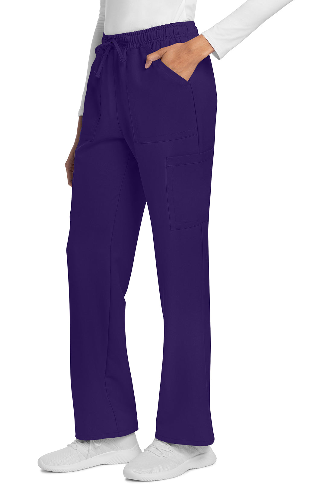 Workwear Originals Ultra CK272A Women's Mid Rise Drawstring Trouser Cargo Scrub Pants Grape
