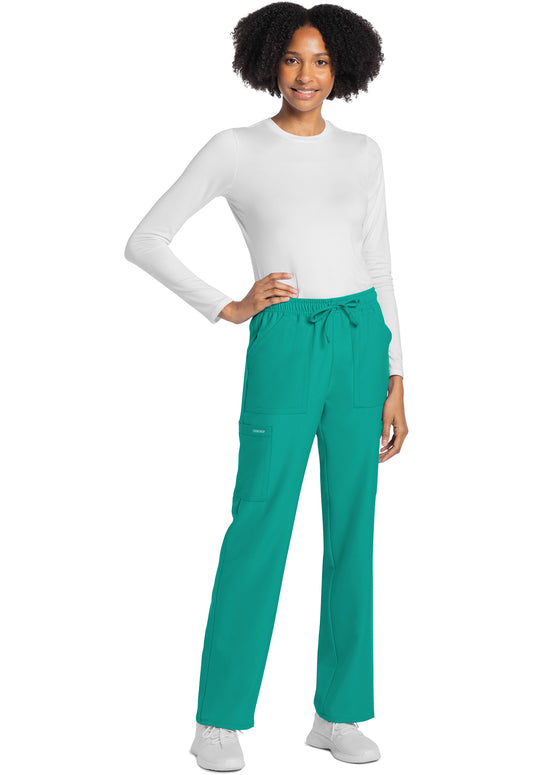 Workwear Originals Ultra CK272A Women's Mid Rise Drawstring Trouser Cargo Scrub Pants Teal Blue