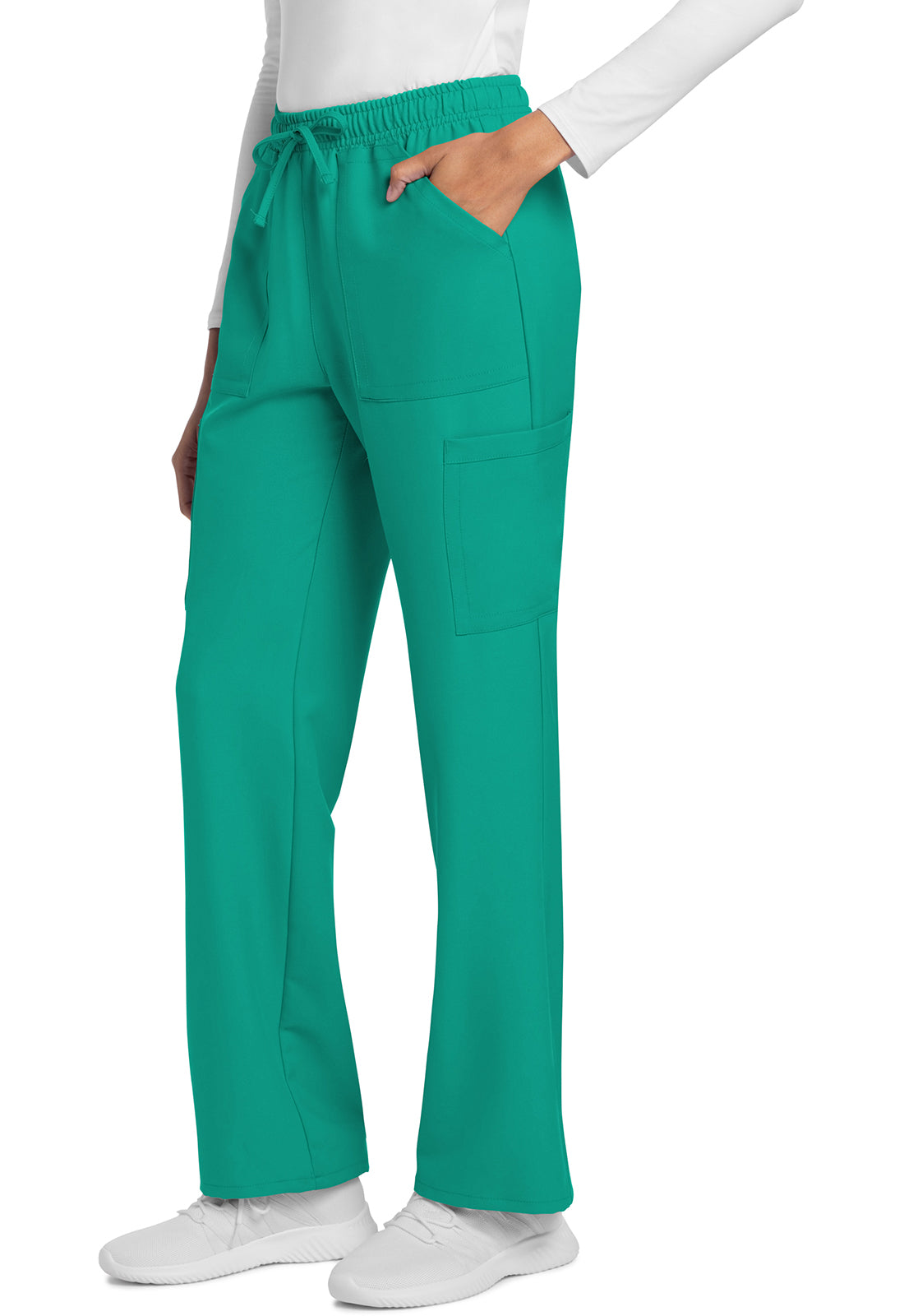 Workwear Originals Ultra CK272A Women's Mid Rise Drawstring Trouser Cargo Scrub Pants Teal Blue