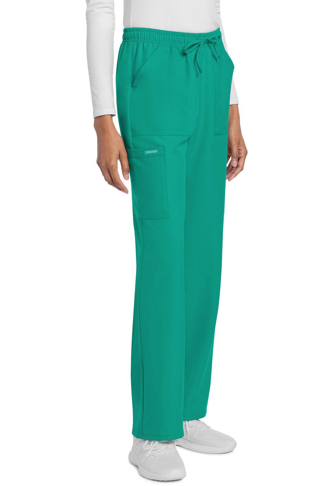 Workwear Originals Ultra CK272A Women's Mid Rise Drawstring Trouser Cargo Scrub Pants Teal Blue