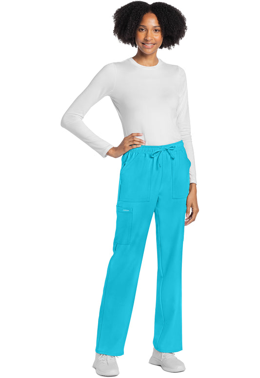 Workwear Originals Ultra CK272A Women's Mid Rise Drawstring Trouser Cargo Scrub Pants Turquoise