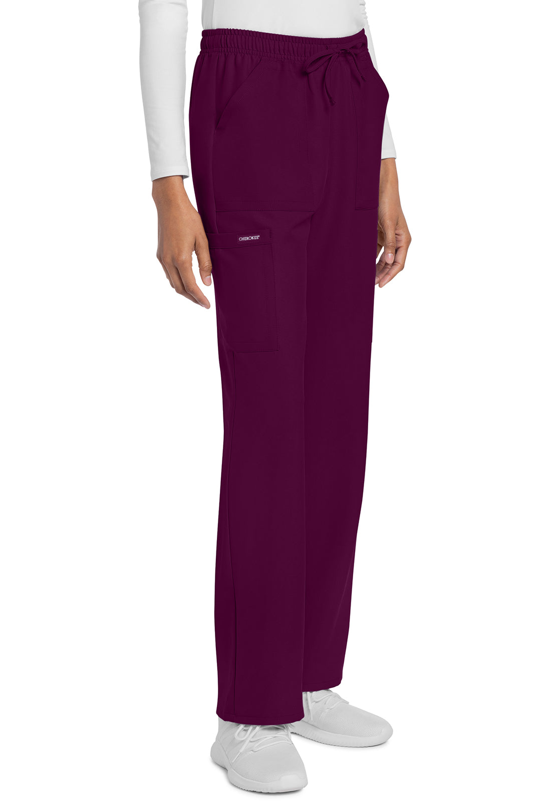 Workwear Originals Ultra CK272A Women's Mid Rise Drawstring Trouser Cargo Scrub Pants Wine