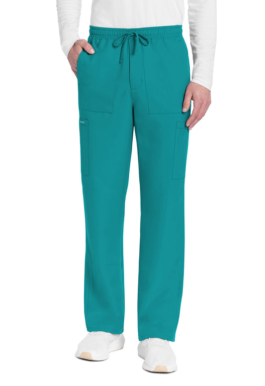 Originals Ultra CK279A Men's Mid Rise Zip Fly Straight Leg Pants Teal Blue Model Image Front | Cherokee