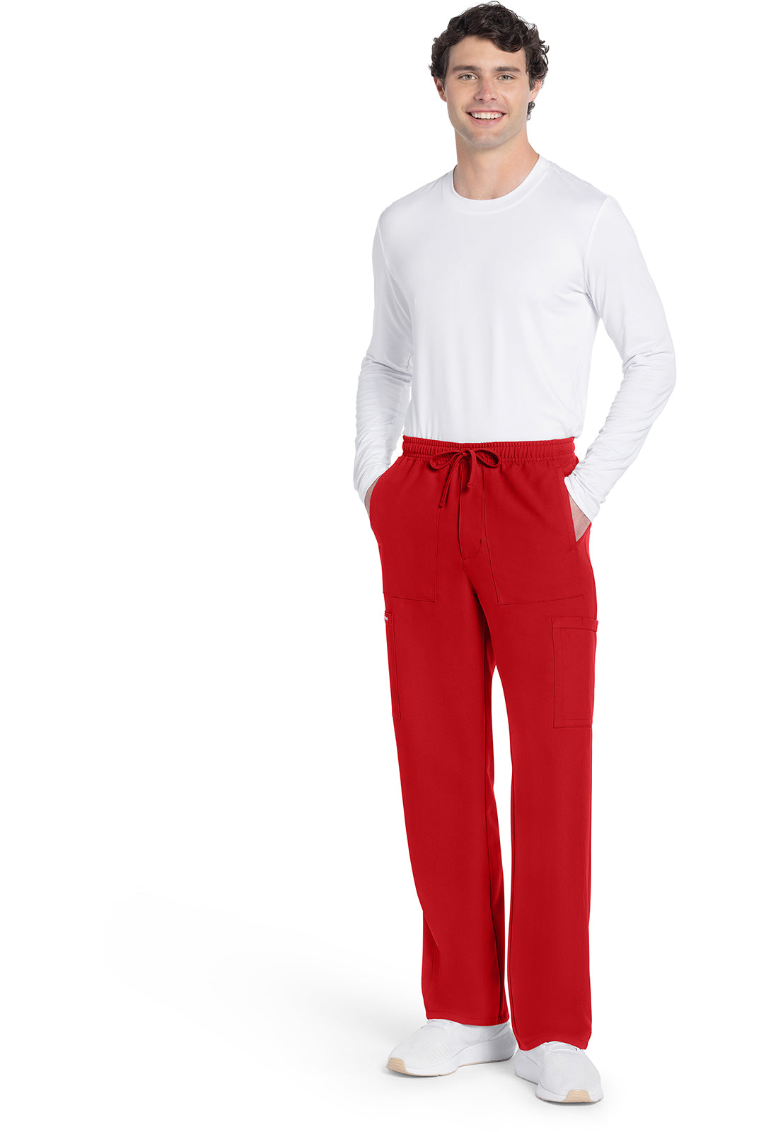Workwear Originals Ultra CK279A Men's Mid Rise Zip Fly Straight Leg Scrub Pants Red