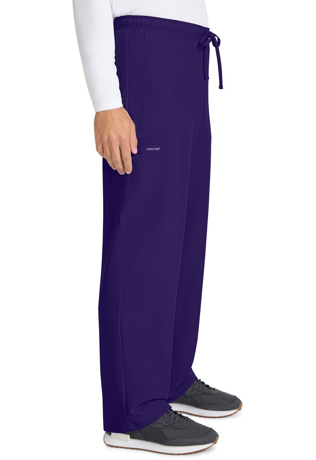 Originals Ultra CK280A Unisex Mid Rise Drawstring Straight Pants Grape Model Image Left Side | Cherokee