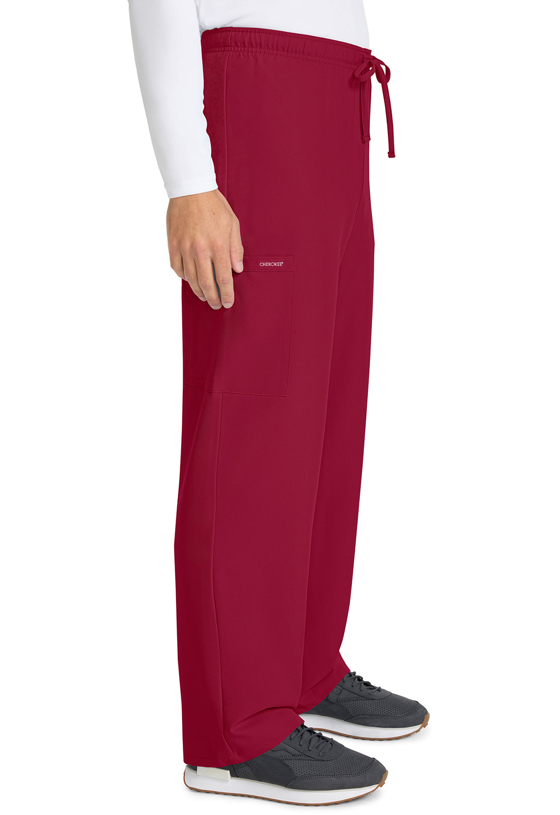 Originals Ultra CK280A Unisex Mid Rise Drawstring Straight Pants RED Model Image Left Side | Cherokee