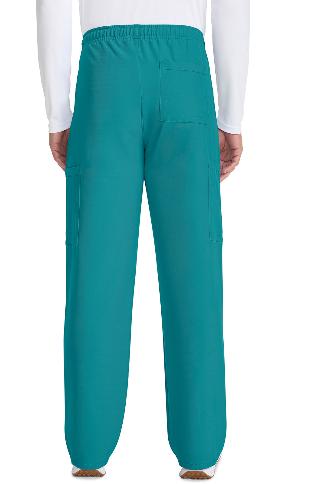 Originals Ultra CK280A Unisex Mid Rise Drawstring Straight Pants Teal Blue Model Image Back | Cherokee