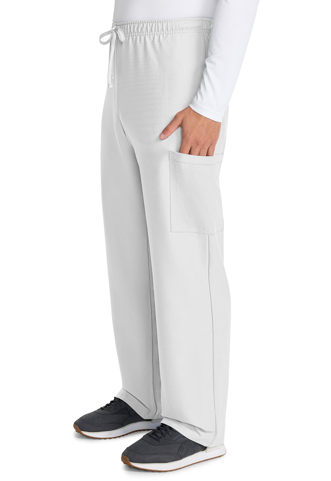 Originals Ultra CK280A Unisex Mid Rise Drawstring Straight Pants White Model Image Right Side | Cherokee