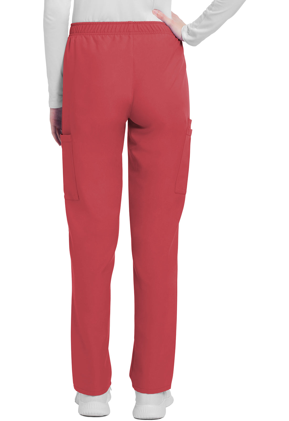 Originals Ultra CK281A Mid Rise Pull-on Slim Leg Cargo Pants Spiced Coral Model Image Back | Cherokee