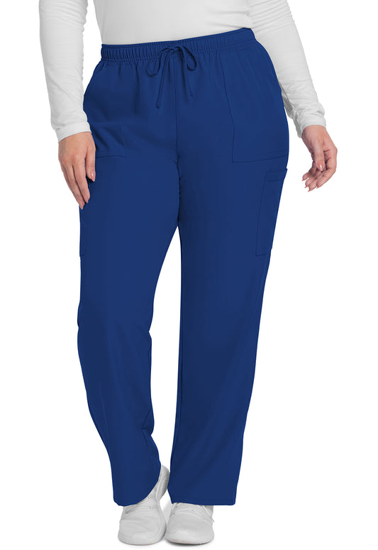 Originals Ultra CK281A Mid Rise Pull-on Slim Leg Cargo Pants Galaxy Blue Model Image Front | Cherokee