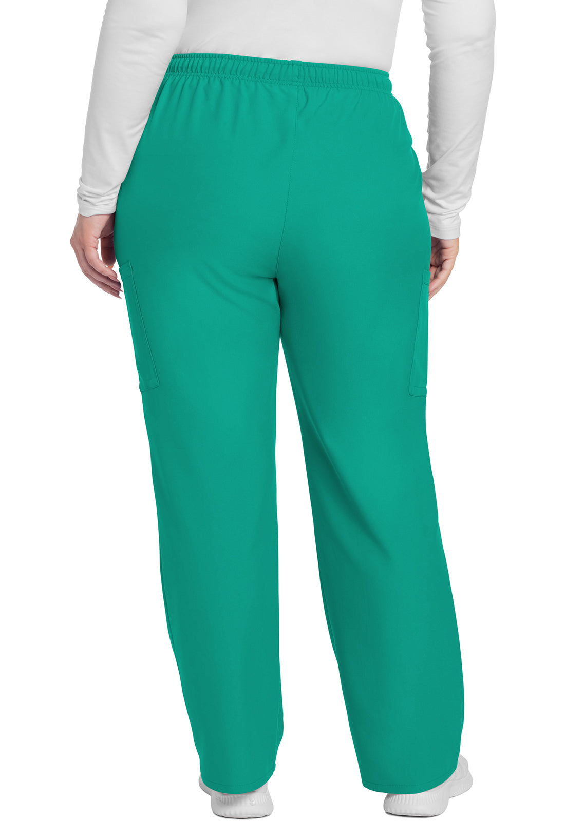 Originals Ultra CK281A Mid Rise Pull-on Slim Leg Cargo Pants Teal Blue Model Image Back | Cherokee