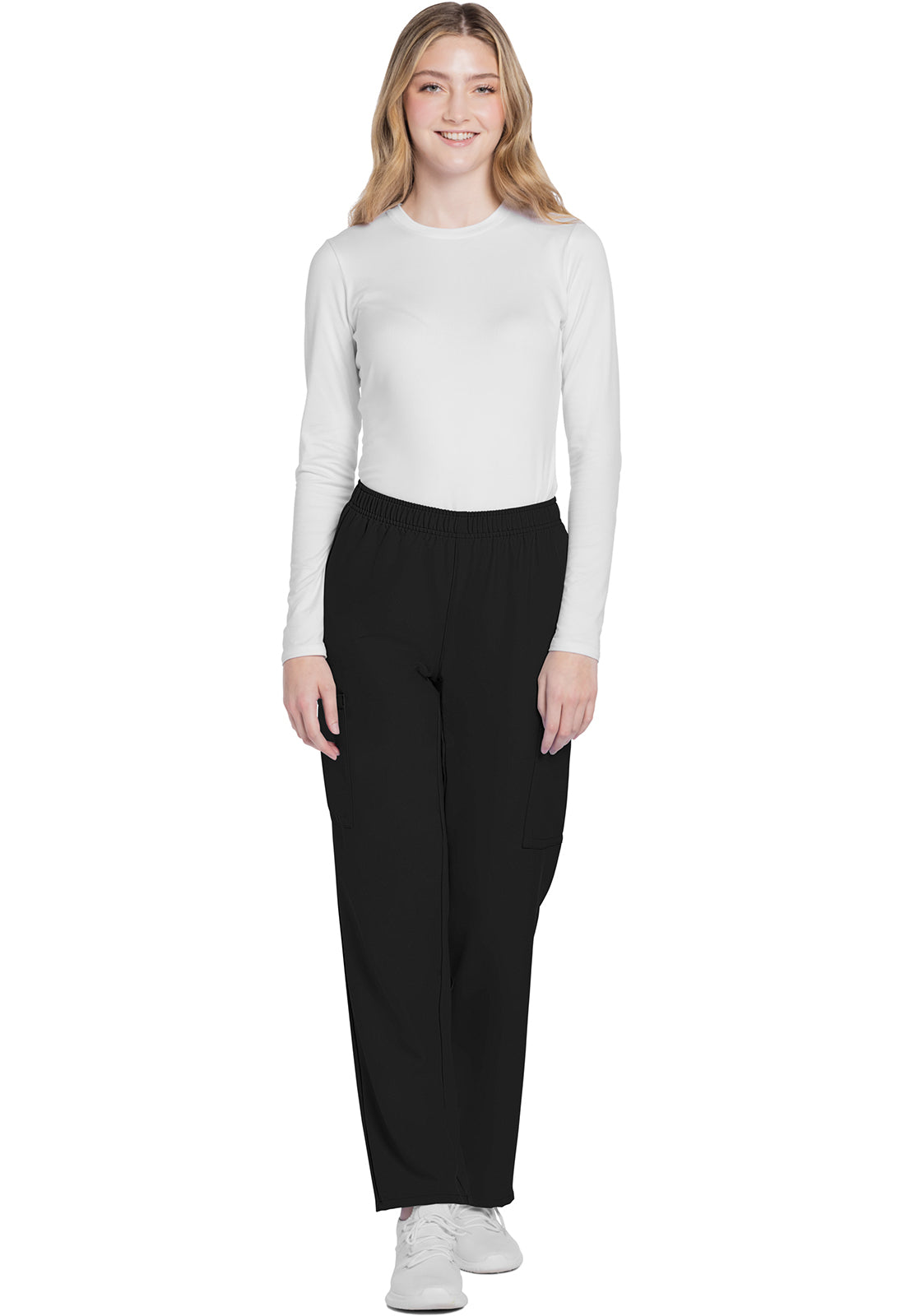 Workwear Originals Ultra CK281A Women's Mid Rise Pull-on Slim Leg Cargo Scrub Pants Black