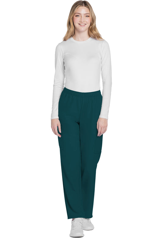 Workwear Originals Ultra CK281A Women's Mid Rise Pull-on Slim Leg Cargo Scrub Pants Caribbean Blue