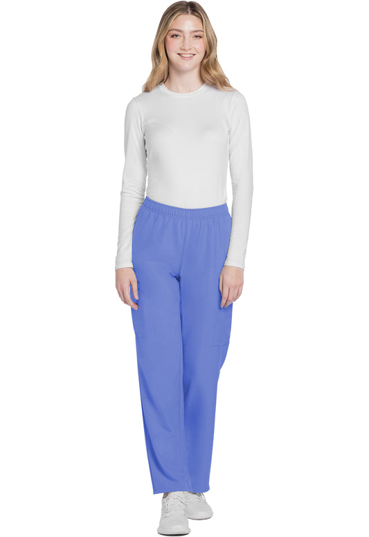 Workwear Originals Ultra CK281A Women's Mid Rise Pull-on Slim Leg Cargo Scrub Pants Ciel Blue