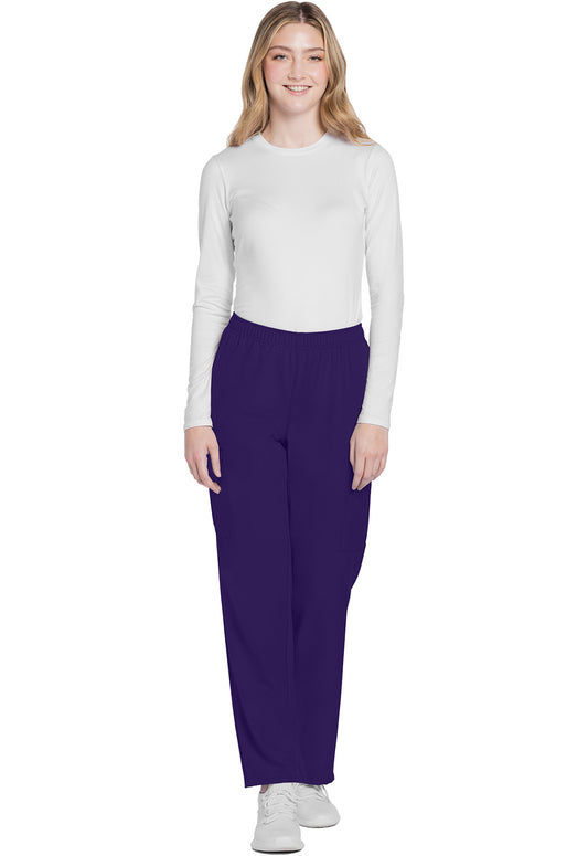 Workwear Originals Ultra CK281A Women's Mid Rise Pull-on Slim Leg Cargo Scrub Pants Grape