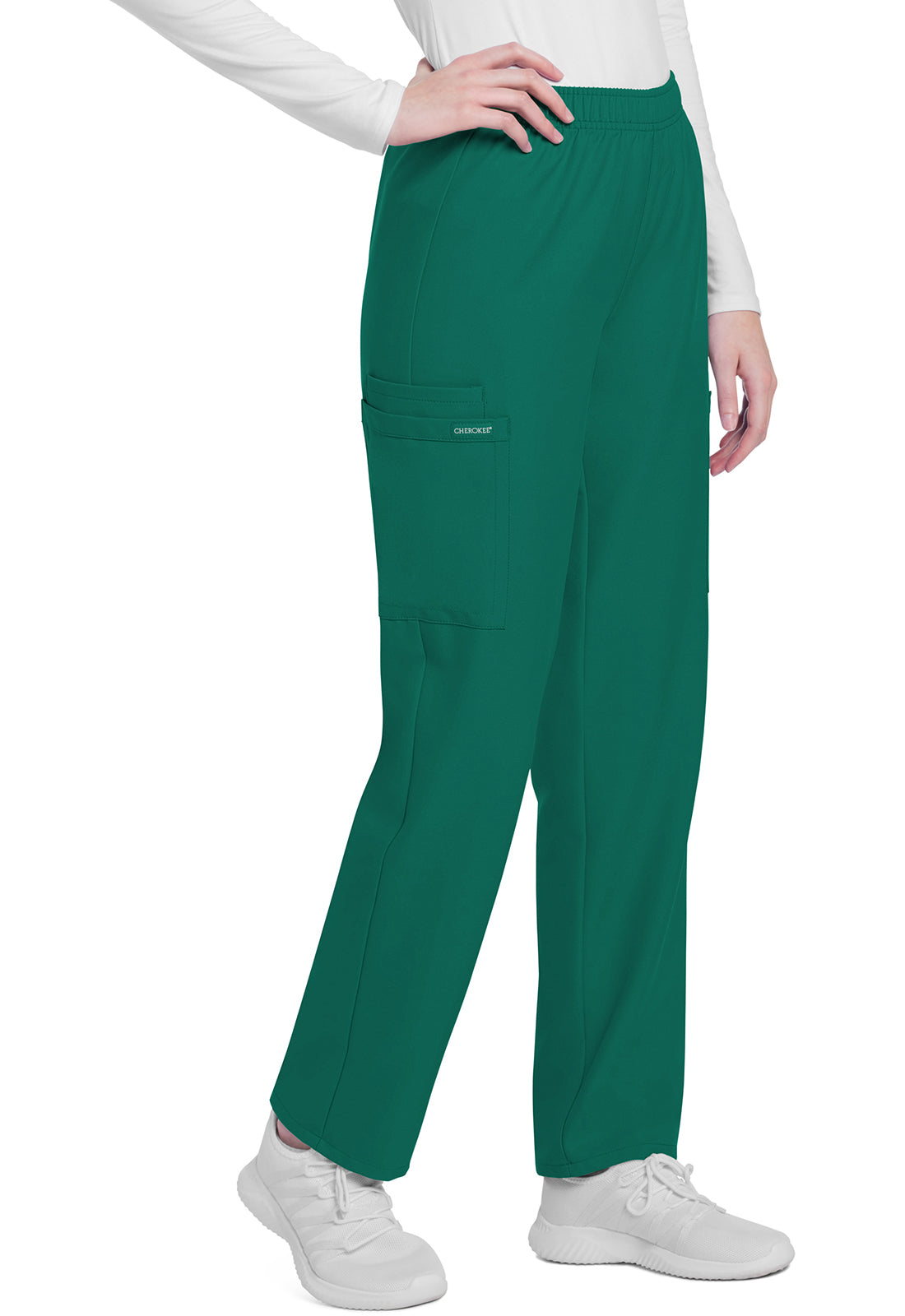 Workwear Originals Ultra CK281A Women's Mid Rise Pull-on Slim Leg Cargo Scrub Pants Hunter Green