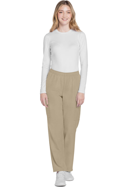 Workwear Originals Ultra CK281A Women's Mid Rise Pull-on Slim Leg Cargo Scrub Pants Khaki
