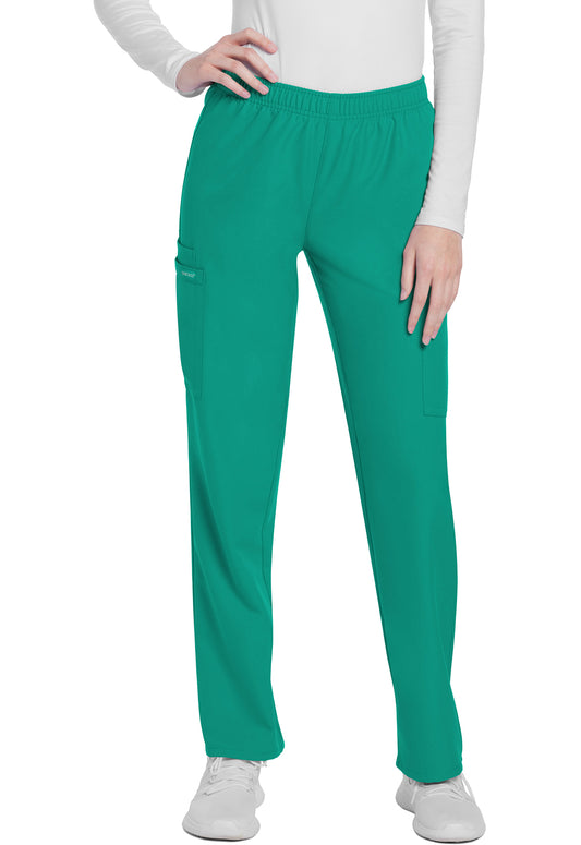 Workwear Originals Ultra CK281A Women's Mid Rise Pull-on Slim Leg Cargo Scrub Pants Teal Blue