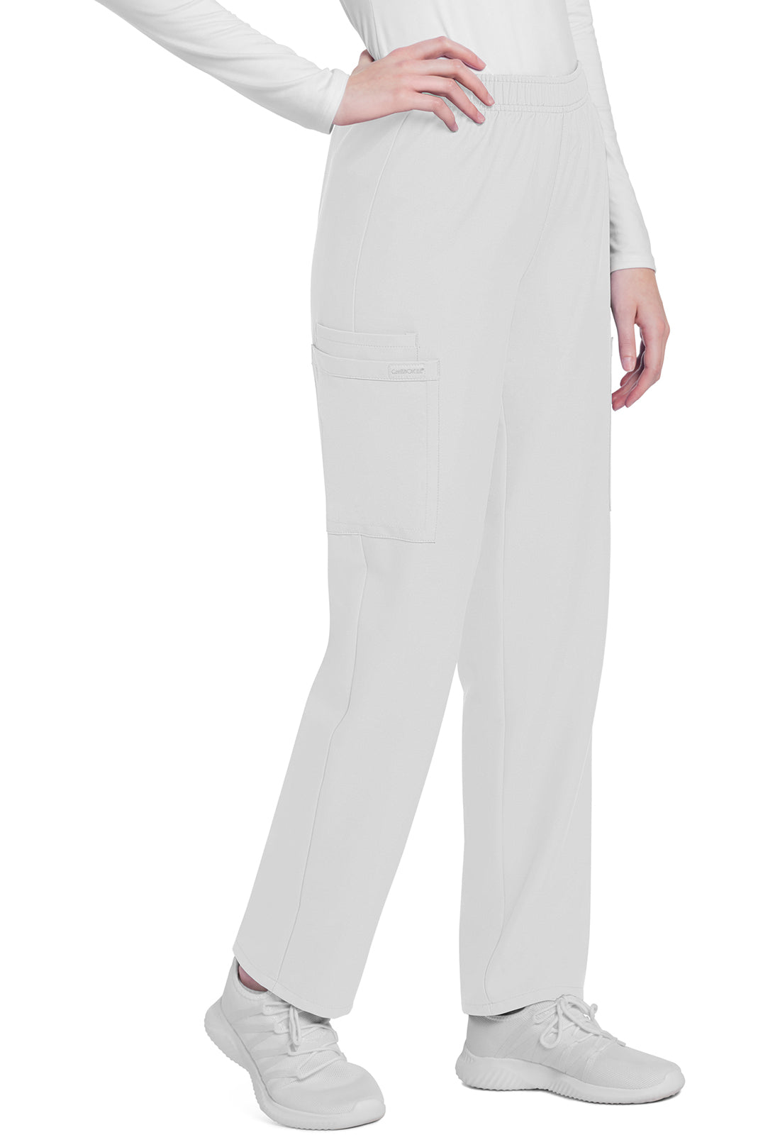 Workwear Originals Ultra CK281A Women's Mid Rise Pull-on Slim Leg Cargo Scrub Pants White