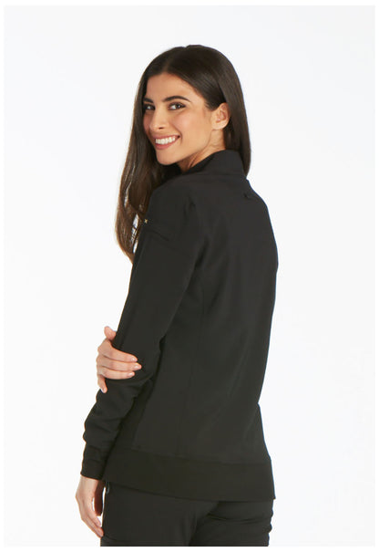 iFlex CK303 Zip Front Jacket Black Model Image Back | Cherokee