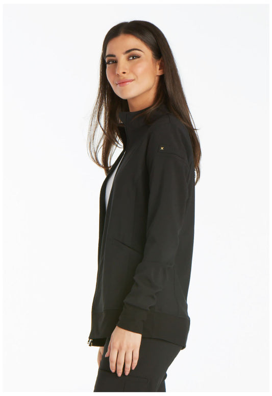 iFlex CK303 Zip Front Jacket Black Model Image Right Side | Cherokee