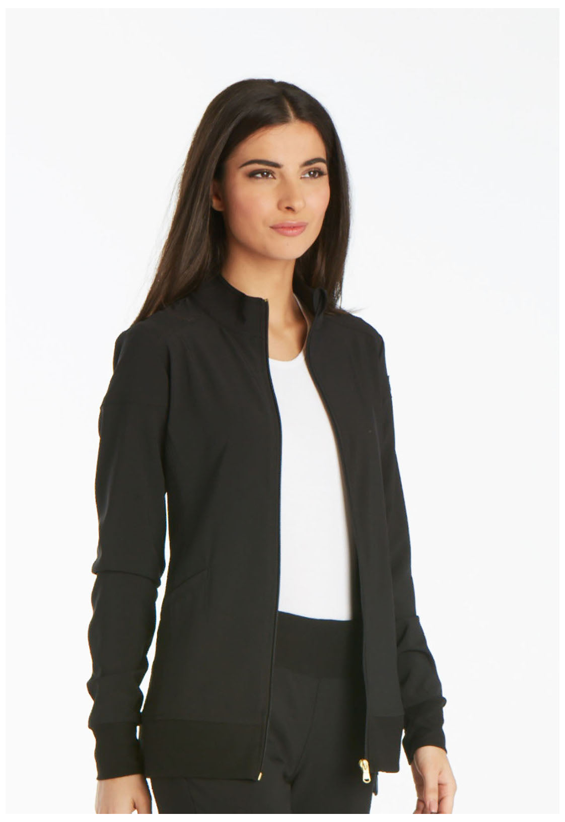 iFlex CK303 Zip Front Jacket Black Model Image Left Side | Cherokee