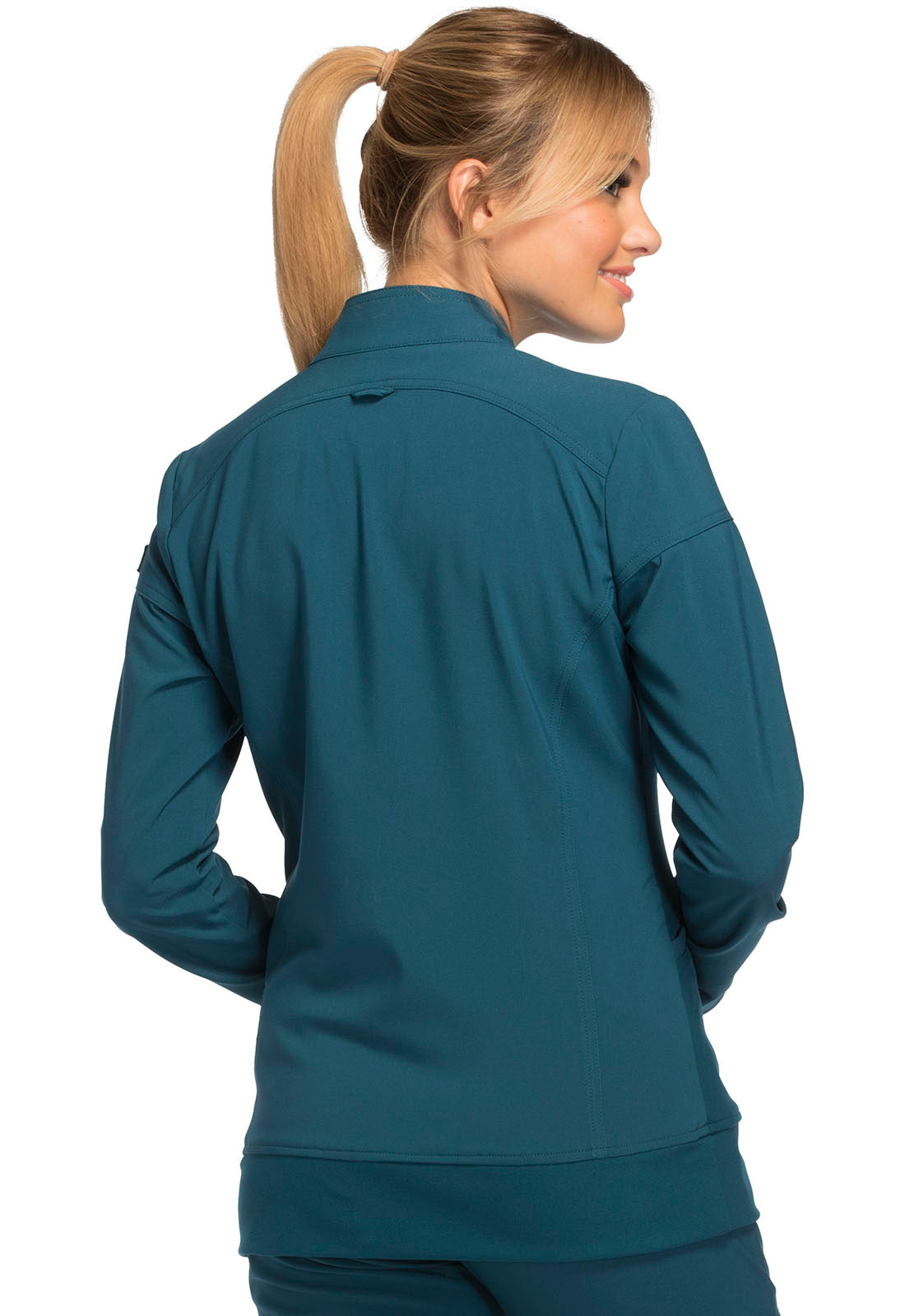 iFlex CK303 Zip Front Jacket Caribbean Blue Model Image Back | Cherokee