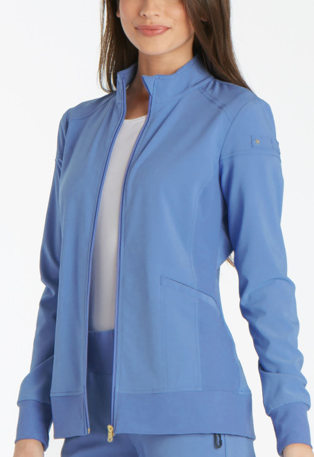 iFlex CK303 Zip Front Jacket Ciel Model Image Right Side | Cherokee