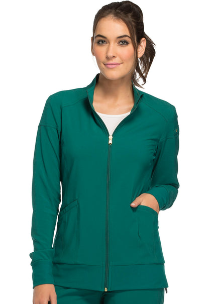 iFlex CK303 Zip Front Jacket Hunter Green Model Image Front | Cherokee