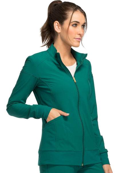 iFlex CK303 Zip Front Jacket Hunter Green Model Image Left Side | Cherokee