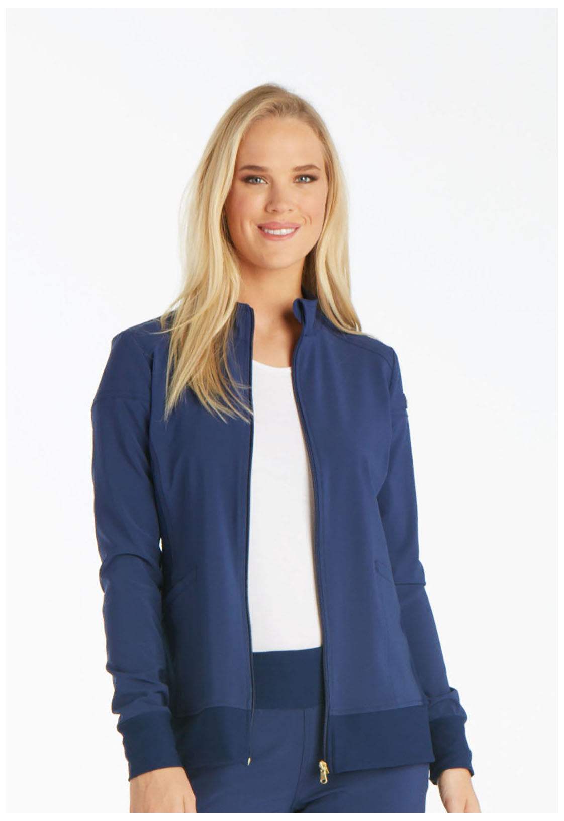 iFlex CK303 Zip Front Jacket Navy Model Image Front | Cherokee