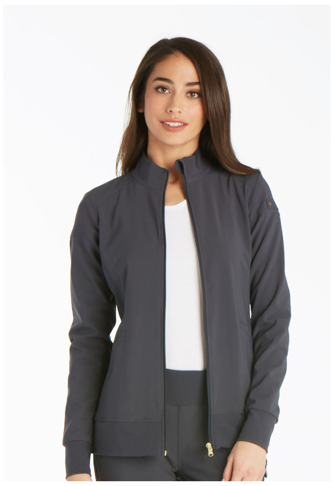 iFlex CK303 Zip Front Jacket Pewter Model Image Front | Cherokee