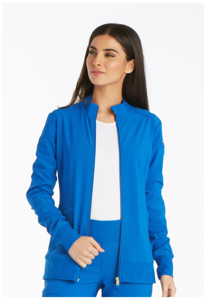 iFlex CK303 Zip Front Jacket Royal Model Image Right Side | Cherokee