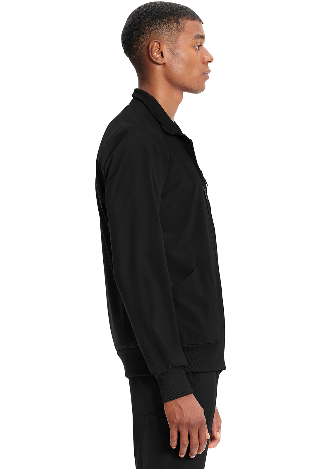 Classics CK305A Men's Zip Front Jacket Black Model Image Right Side | Infinity