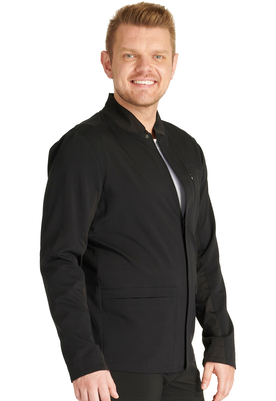 Atmos CK329A Men's Zip Front Jacket Black Model Image Left Side | Cherokee