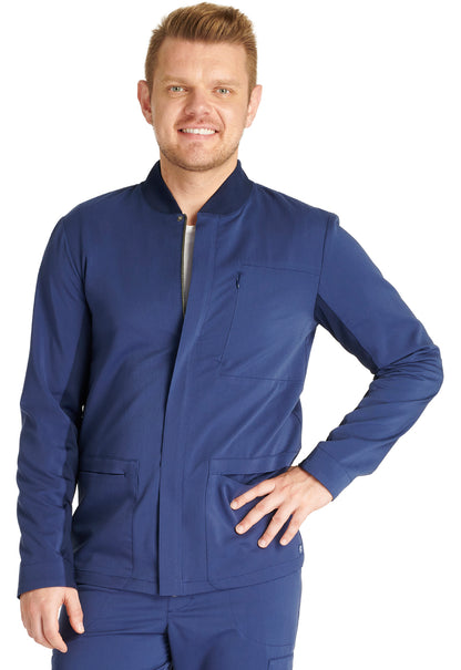 Atmos CK329A Men's Zip Front Jacket Navy Model Image Front | Cherokee