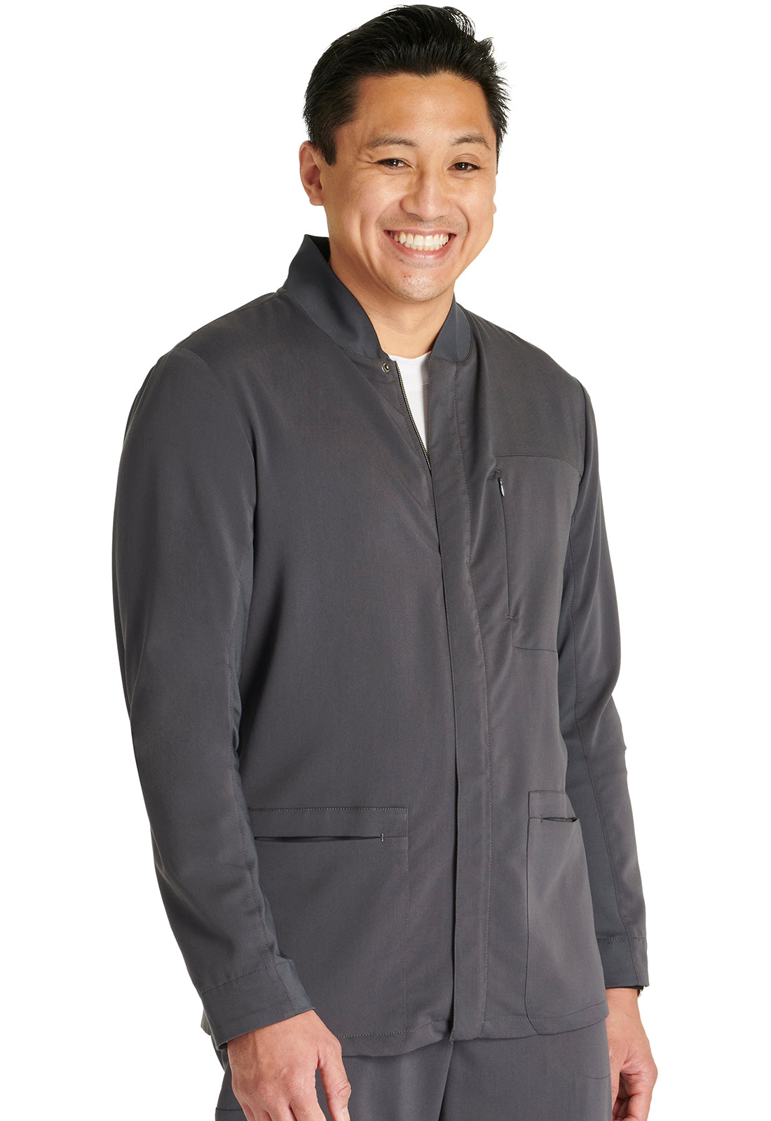 Atmos CK329A Men's Zip Front Jacket Pewter Model Image Left Side | Cherokee