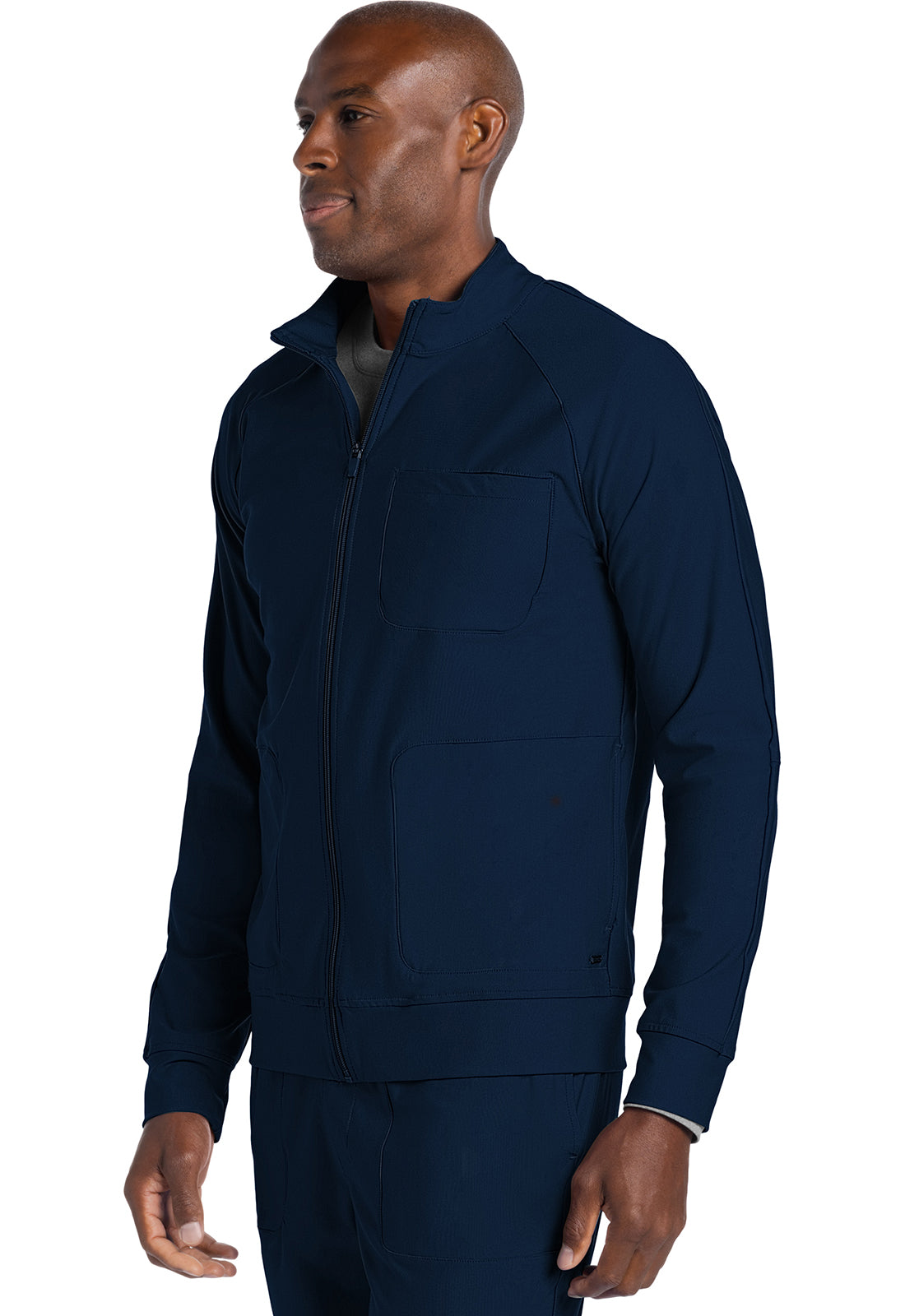 Form CK333 Men's Zip Front Jacket Navy Model Image Right Side | Cherokee