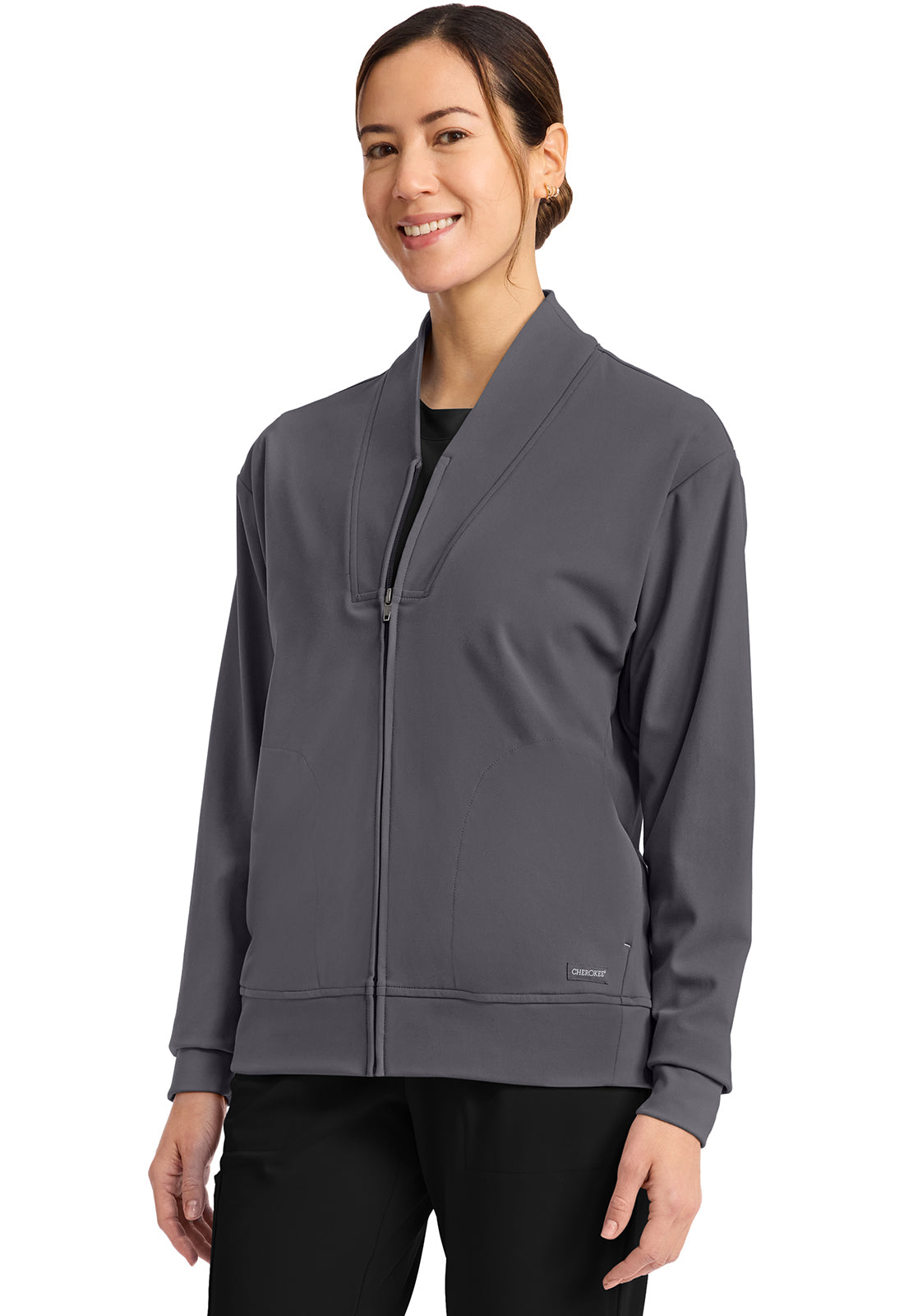 Achieve CK353 Women's Zip Up Warm Up Jacket Pewter Image 3