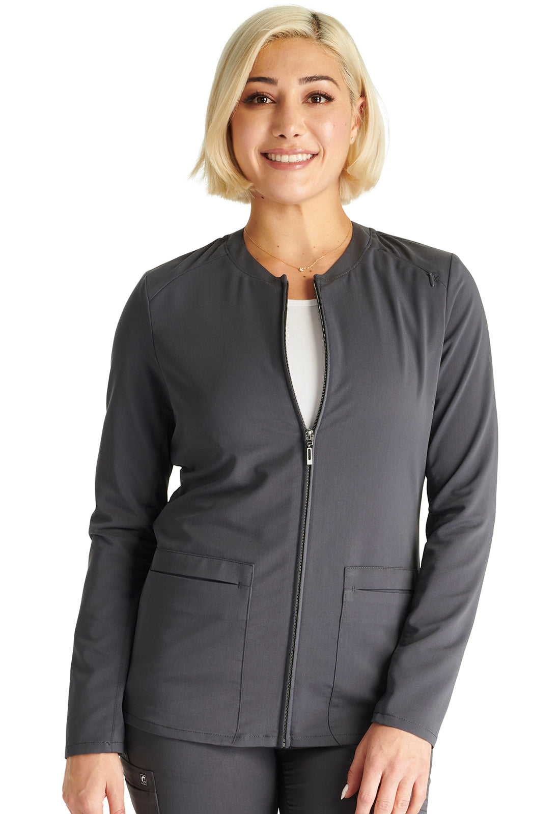 Atmos CK356A Zip Front Jacket Pewter Model Image Front | Cherokee