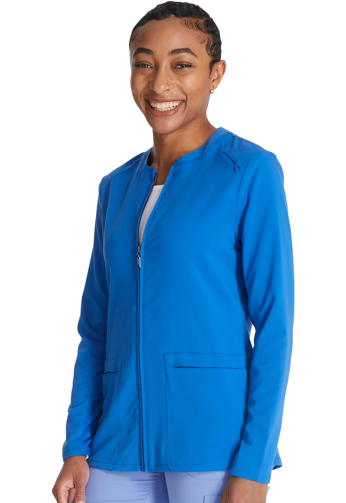 Atmos CK356A Zip Front Jacket Royal Model Image Right Side | Cherokee