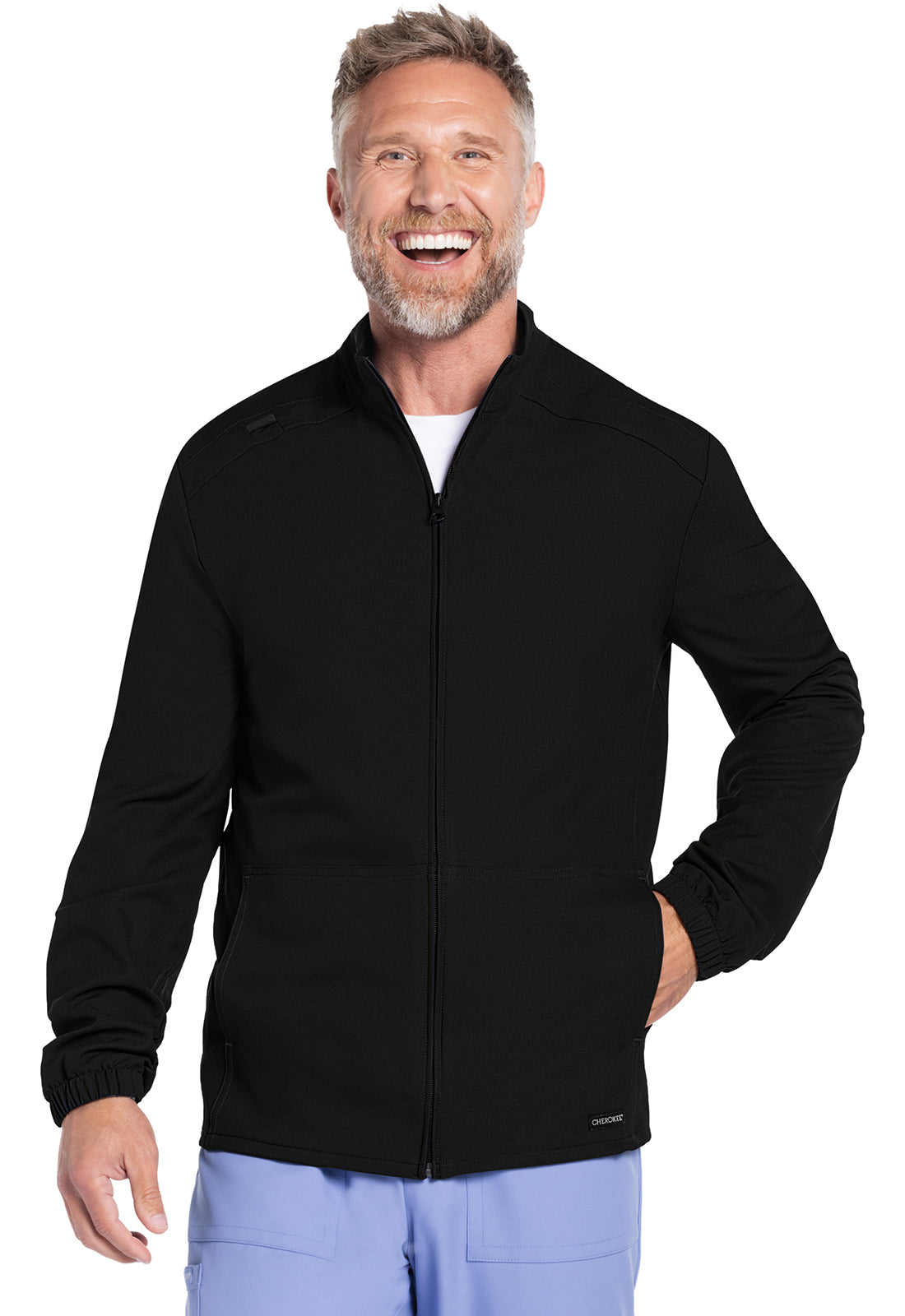 Originals Ultra CK359A Men's Zip Front Jacket Black Model Image Front | Cherokee