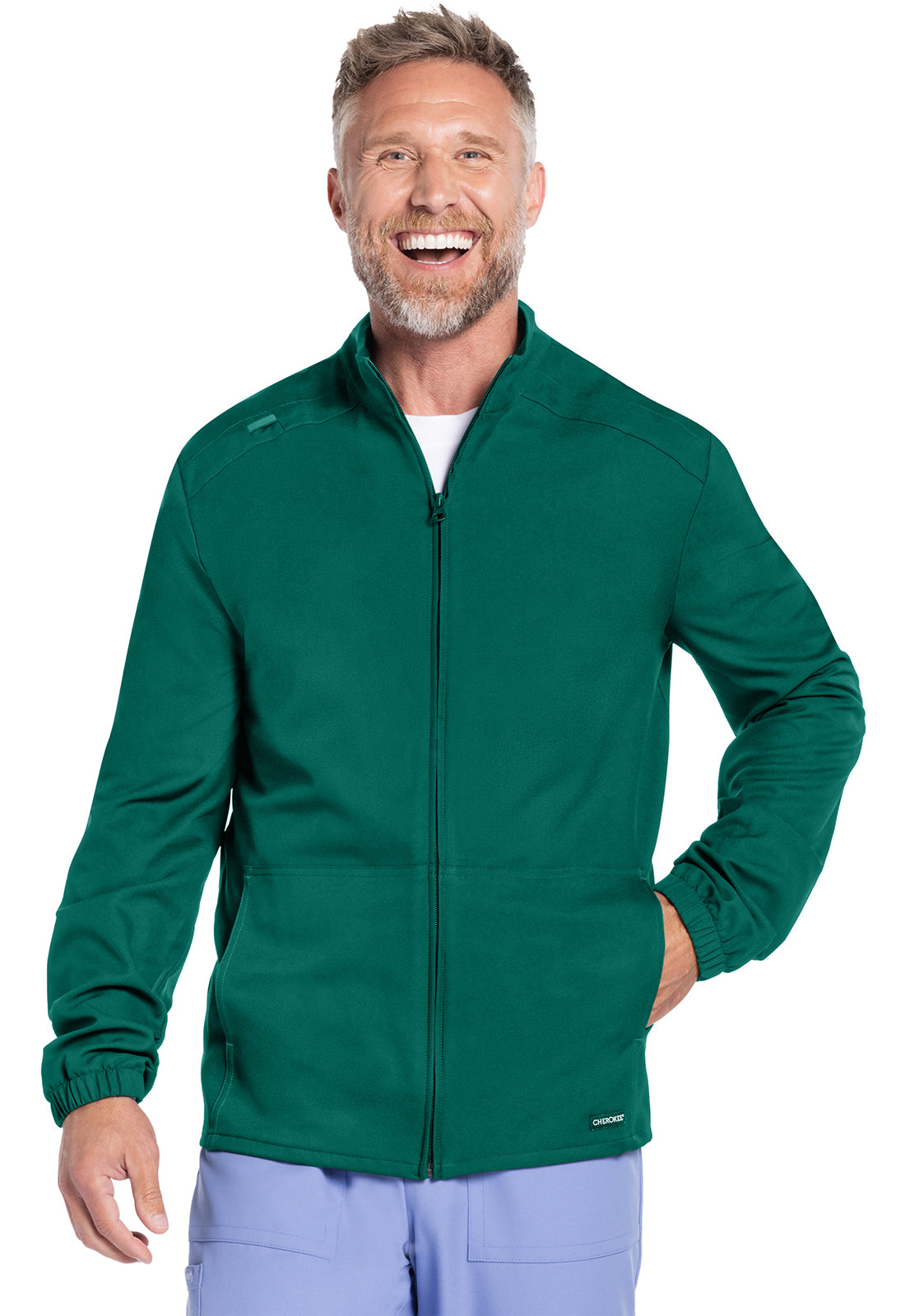 Originals Ultra CK359A Men's Zip Front Jacket Hunter Green Model Image Front | Cherokee