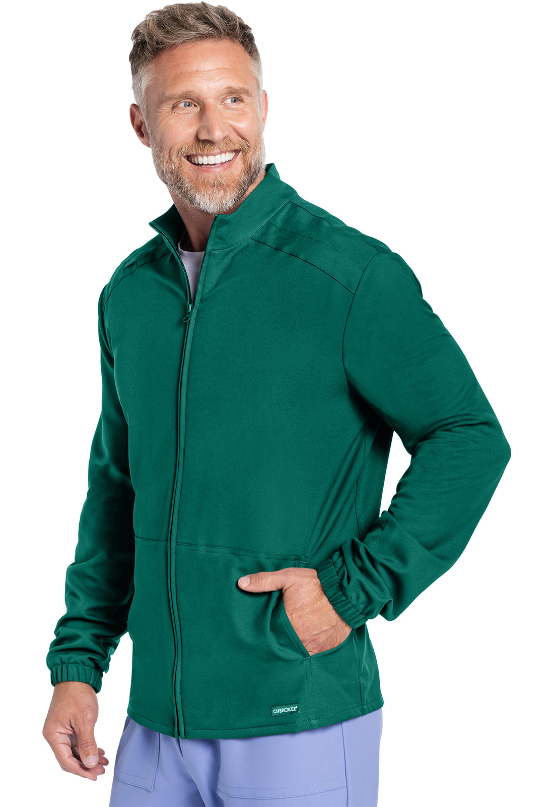 Originals Ultra CK359A Men's Zip Front Jacket Hunter Green Model Image Right Side | Cherokee